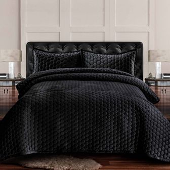 Tribeca Living Lugano Honeycomb Velvet Oversized Quilt Set