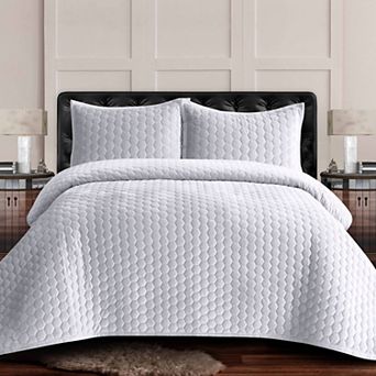 Tribeca Living Lugano Honeycomb Velvet Oversized Quilt Set