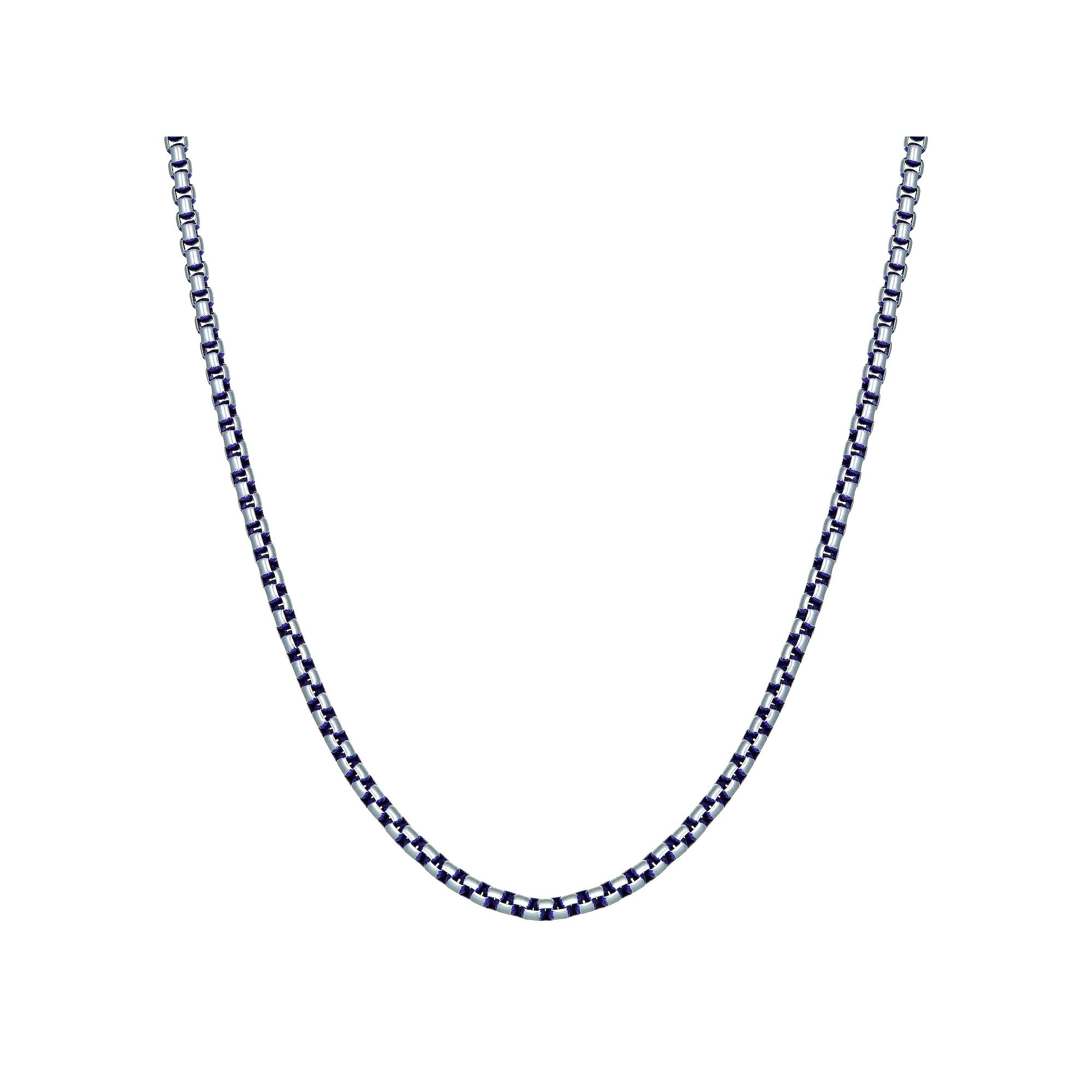 Mens LYNX Purple Stainless Steel Round Box Chain Necklace, Size: 18, Pu