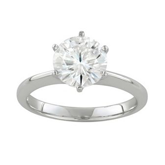 Charles & Colvard 14k White Gold 1 9/10 Carat T.W. Lab-Created Moissanite Slim Solitaire Engagement Ring