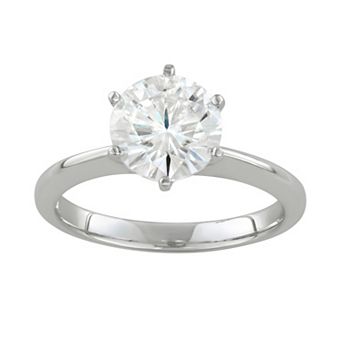 Charles & Colvard 14k White Gold 1 9/10 Carat T.W. Lab-Created Moissanite Slim Solitaire Engagement Ring