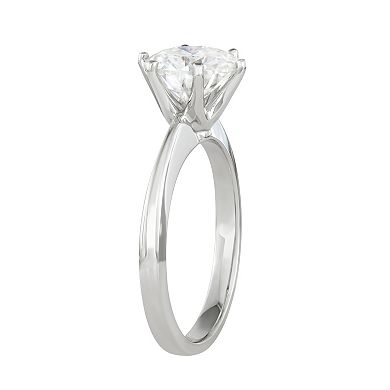 Charles & Colvard 14k White Gold 1 9/10 Carat T.W. Lab-Created Moissanite Slim Solitaire Engagement Ring