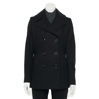 Women's TOWER by London Fog Scarf & Wool-Blend Peacoat