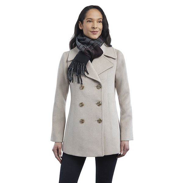 Women's TOWER by London Fog Scarf & WoolBlend Peacoat