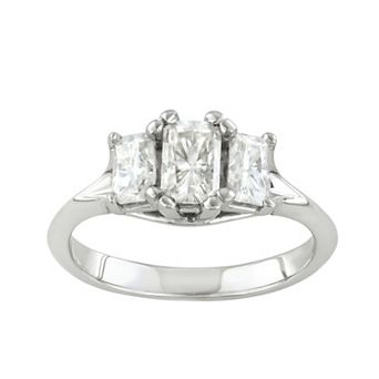 Charles & Colvard 14k White Gold 1 1/3 Carat T.W. Lab Created Moissanite 3-Stone Ring