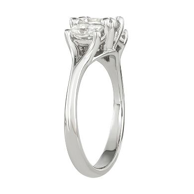 Charles & Colvard 14k White Gold 1 1/3 Carat T.W. Lab Created Moissanite Three Stone Ring