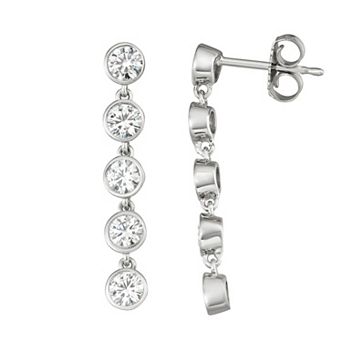 Charles & Colvard 14k White Gold 1 Carat T.W. Lab-Created Moissanite Linear Drop Earrings
