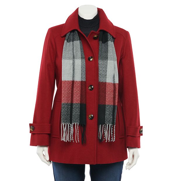 Appleseeds Women's London Fog Wool Scarf Coat