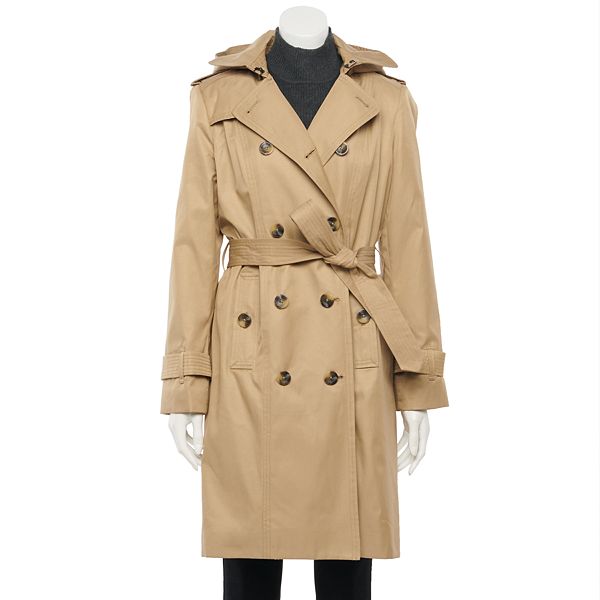 Women's TOWER by London Fog Hooded Trench Coat