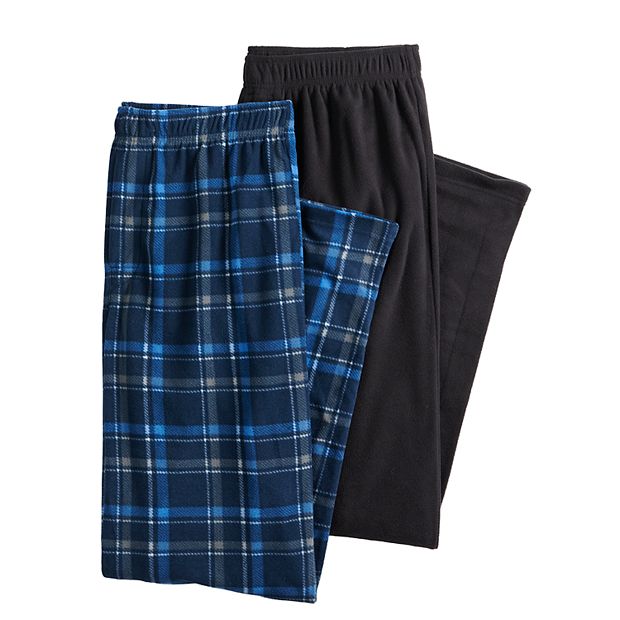 Men's Microfleece PJ Plaid Pajama Pants with Pockets 2 PACKS