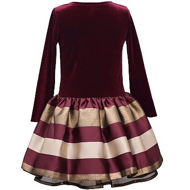 Girls 4-6x Bonnie Jean Long-Sleeve Velvet Taffeta Dress