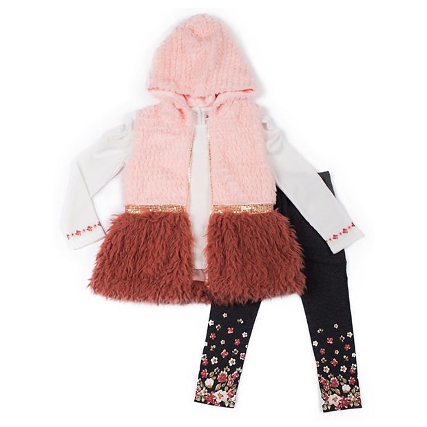 Little lass faux sale fur vest set