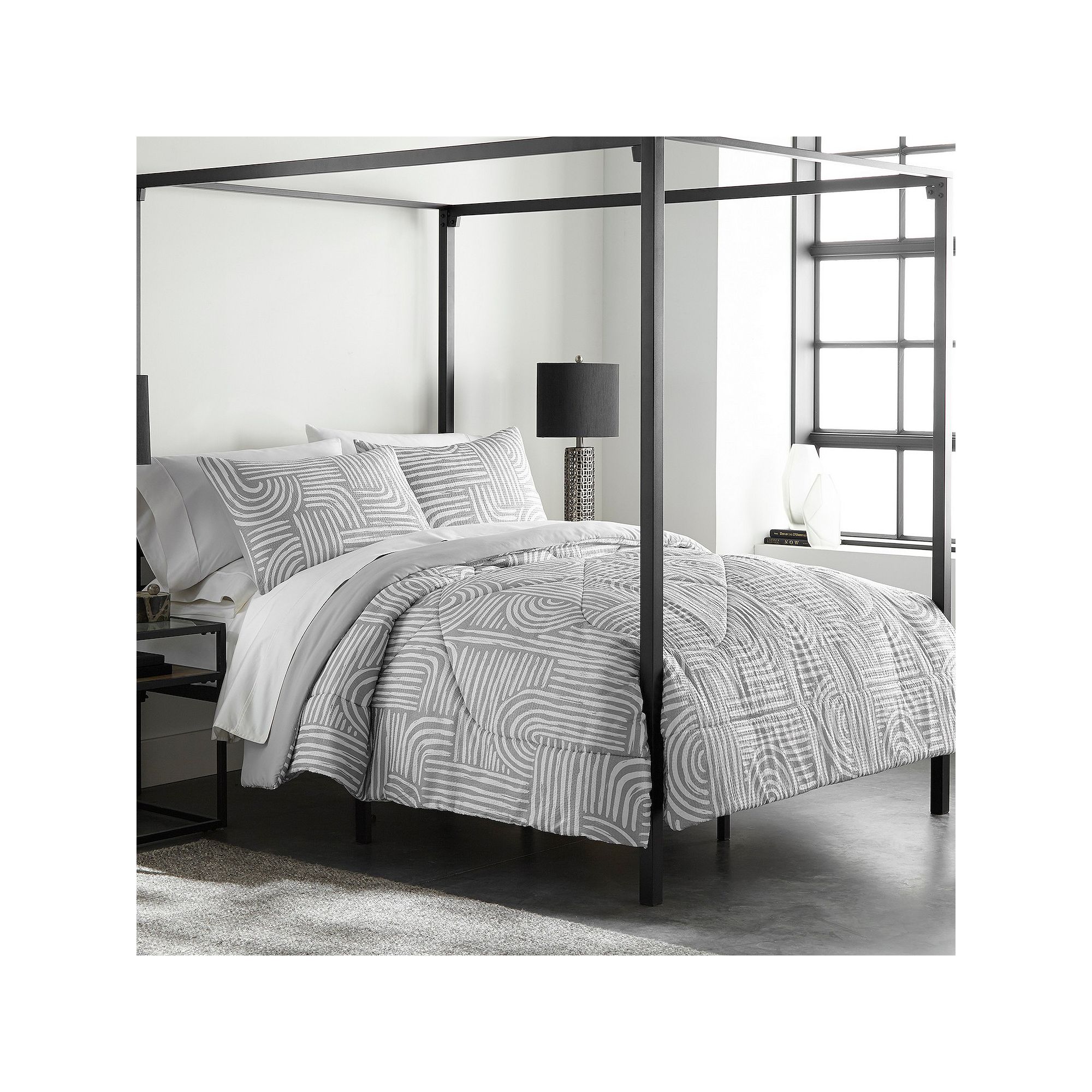 Shavel Home Seersucker Comforter Set with Shams, Gray