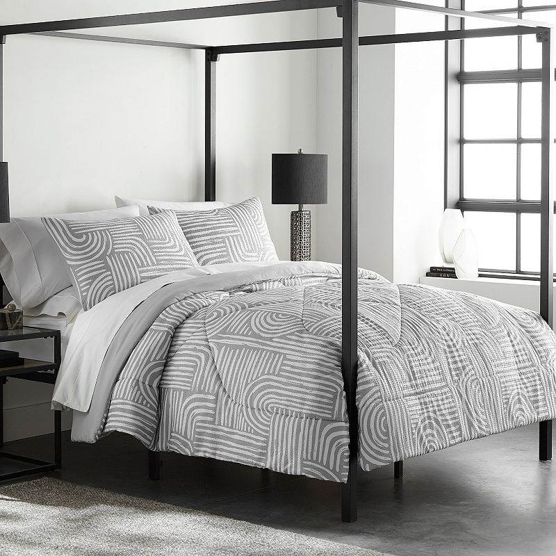 Shavel Home Seersucker Comforter Set with Shams, Grey, Twin