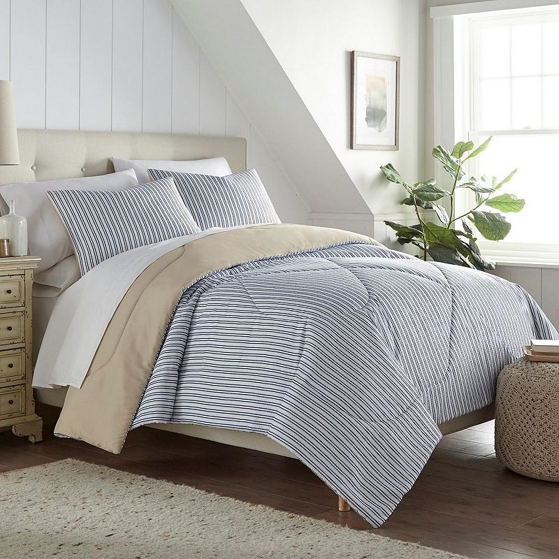 Shavel Home Seersucker Comforter Set with Shams, Blue, King