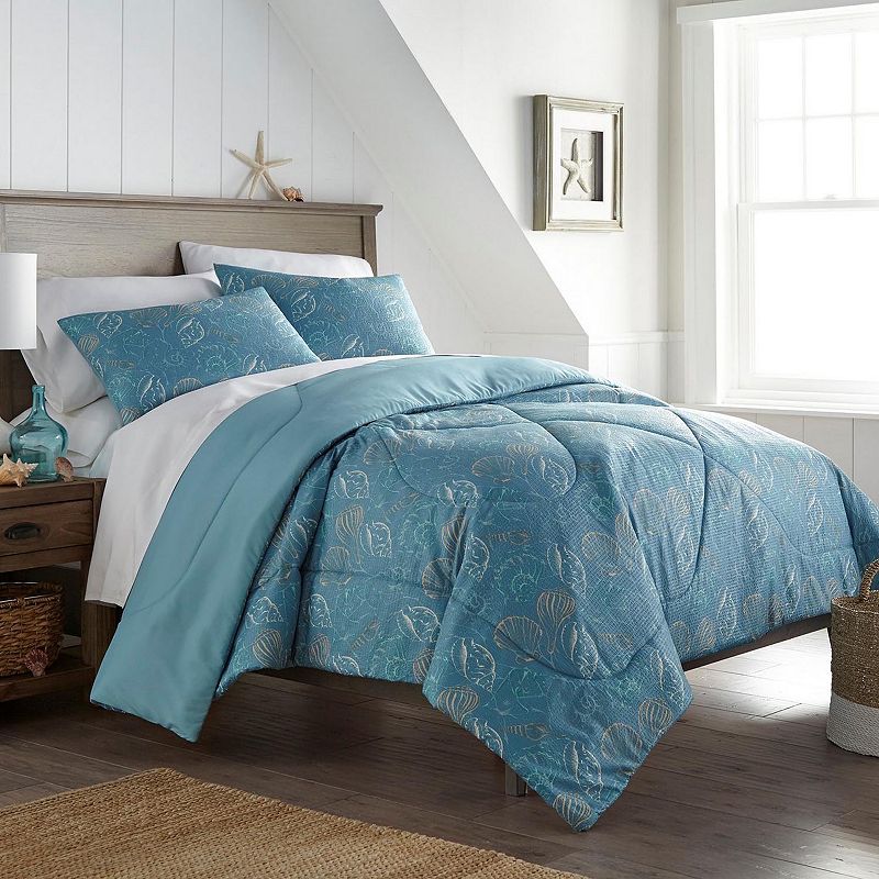 Shavel Home Seersucker Comforter Set with Shams, Light Blue, King