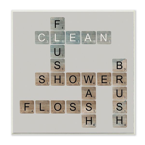 Stupell Home Decor Scrabble Bathroom Plaque Wall Art