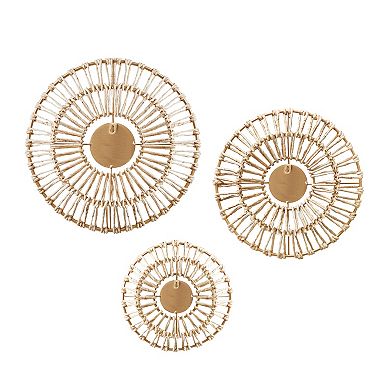 Madison Park Ella Round Natural Fiber Mirror Wall Decor 3-piece Set