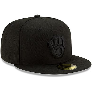 Men's New Era Black Milwaukee Brewers Black on Black 59FIFTY Fitted Hat