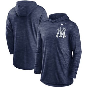 New York Yankees Navy Dri-Fit Split Logo Long Sleve Hooded Top by Nike