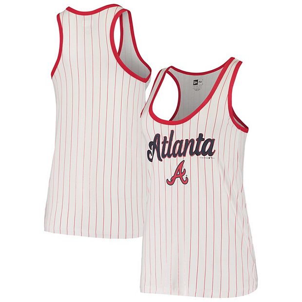 Women's New Era White/Red Atlanta Braves Pinstripe Jersey Tank Top