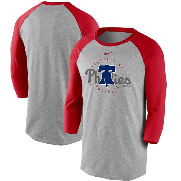 Men's Nike Gray Philadelphia Phillies 3/4-Sleeve Raglan T-Shirt