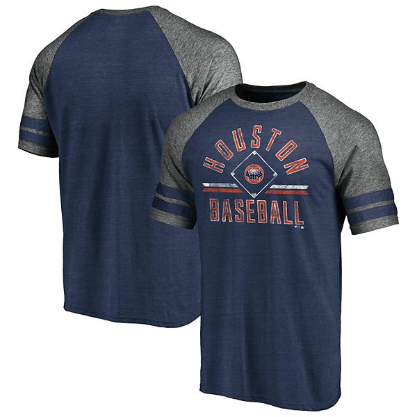 Men's Fanatics Branded Heathered Gray/Heathered Navy Chicago Bears Weekend  Casual Tri-Blend Raglan Long Sleeve T-Shirt