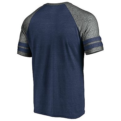 Men's Fanatics Branded Heathered Navy/Gray Houston Astros True Classics Diamond Legacy Tri-Blend Raglan T-Shirt