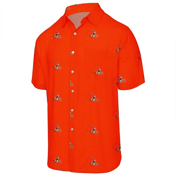 FOCO Men's Orange Chicago Bears Big Logo Button-Up Woven T-Shirt