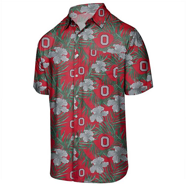 Men's Scarlet Ohio State Buckeyes Floral Button-Up Shirt