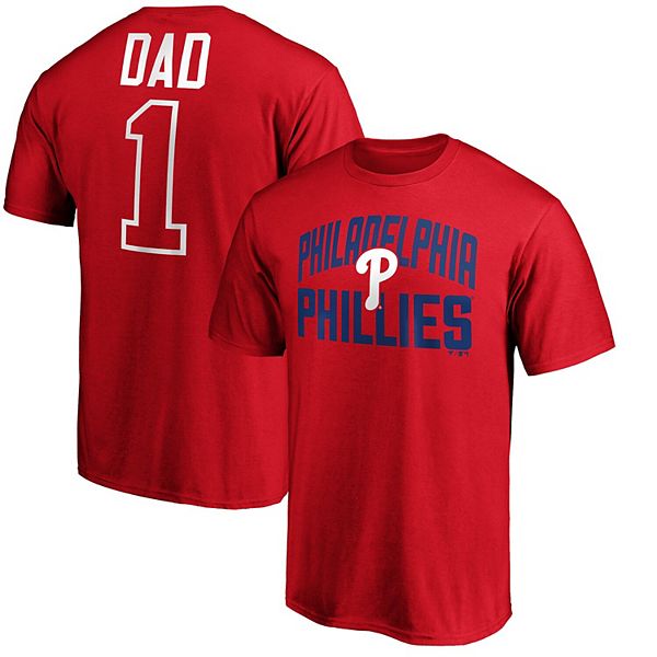 Men's Fanatics Branded Red Philadelphia Phillies #1 Dad T-Shirt