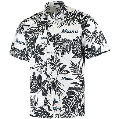 Men's Reyn Spooner White Miami Marlins Aloha Button-Down Shirt