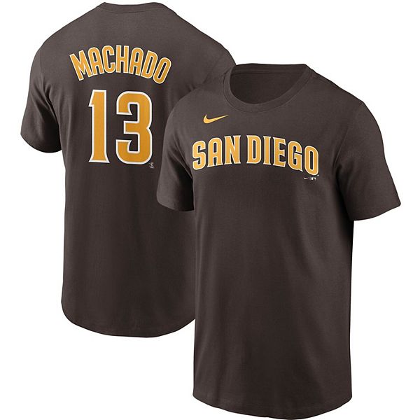 Men's Nike Manny Machado Brown/Gold San Diego Padres Name & Number T-Shirt