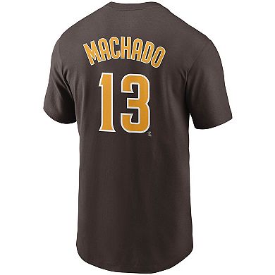 Men's Nike Manny Machado Brown/Gold San Diego Padres Name & Number T-Shirt