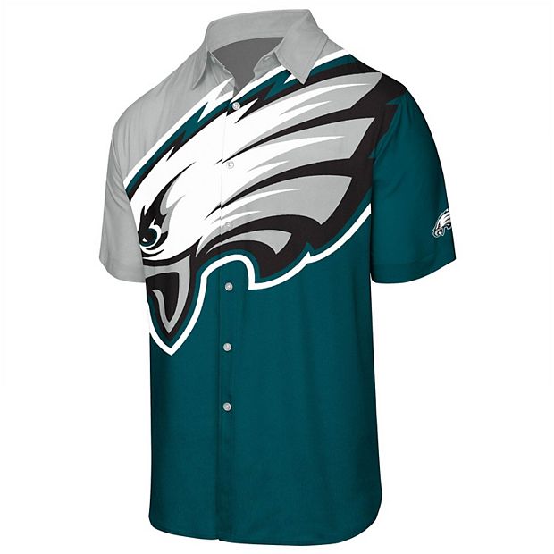 Men's Midnight Green Philadelphia Eagles Big Logo Button-Up Woven T-Shirt