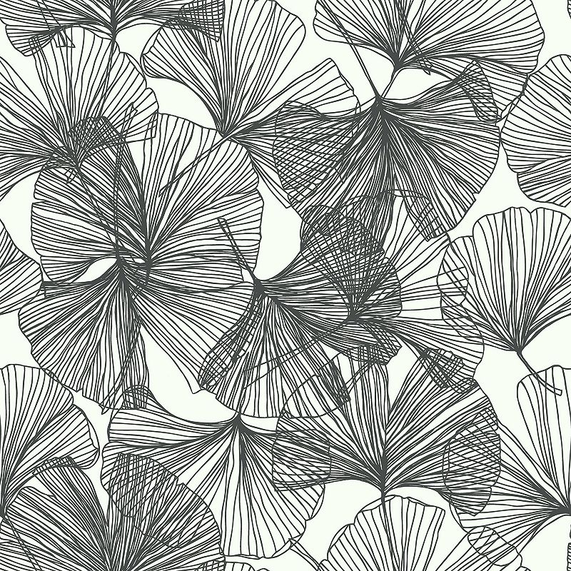 Roommates Gingko Leaves Peel & Stick Wallpaper, Black