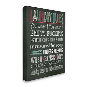 Stupell Home Decor Laundry Rules Faux Chalkboard Canvas Wall Art