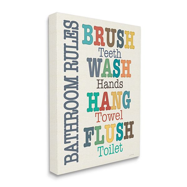 Stupell Home Decor Colorful Bathroom Rules Canvas Wall Art