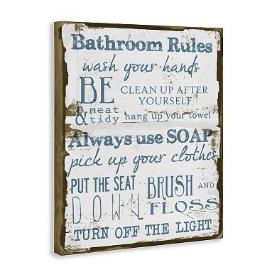 Stupell Home Decor Brown and Blue Classic Bathroom Rules Oversized Stretched Canvas Wall Art