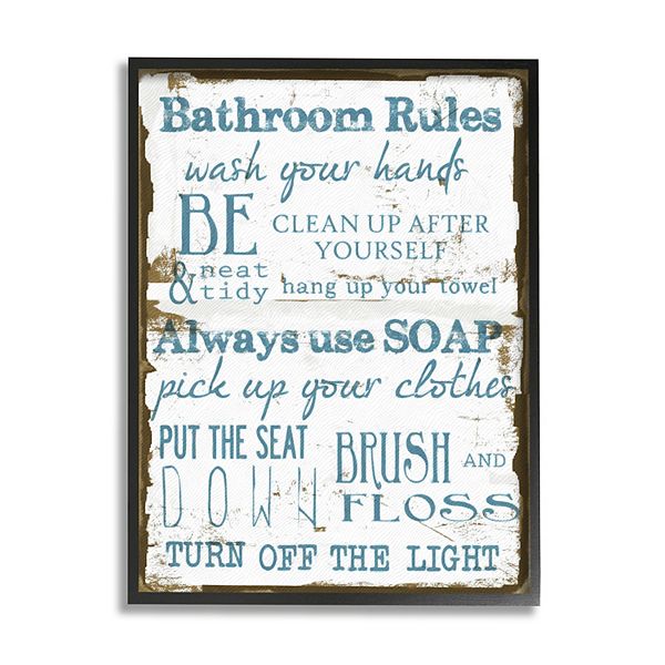 Stupell Home Decor Bathroom Rules Framed Wall Art