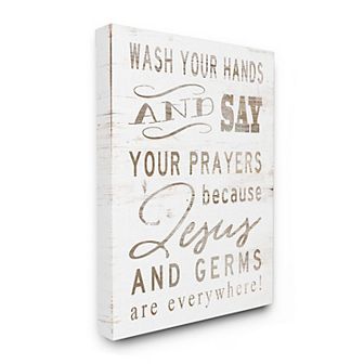 Stupell Home Decor Jesus And Germs Are Everywhere Wash Your Hands Sign Wall Art