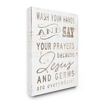 Stupell Home Decor Jesus And Germs Are Everywhere Wash Your Hands Sign Wall Art