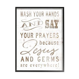 Stupell Home Decor Jesus And Germs Wash Hands Framed Wall Art