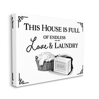 Stupell Home Decor Endless Love And Laundry Bathroom Word Design Super Oversized Stretched Canvas Wall Art
