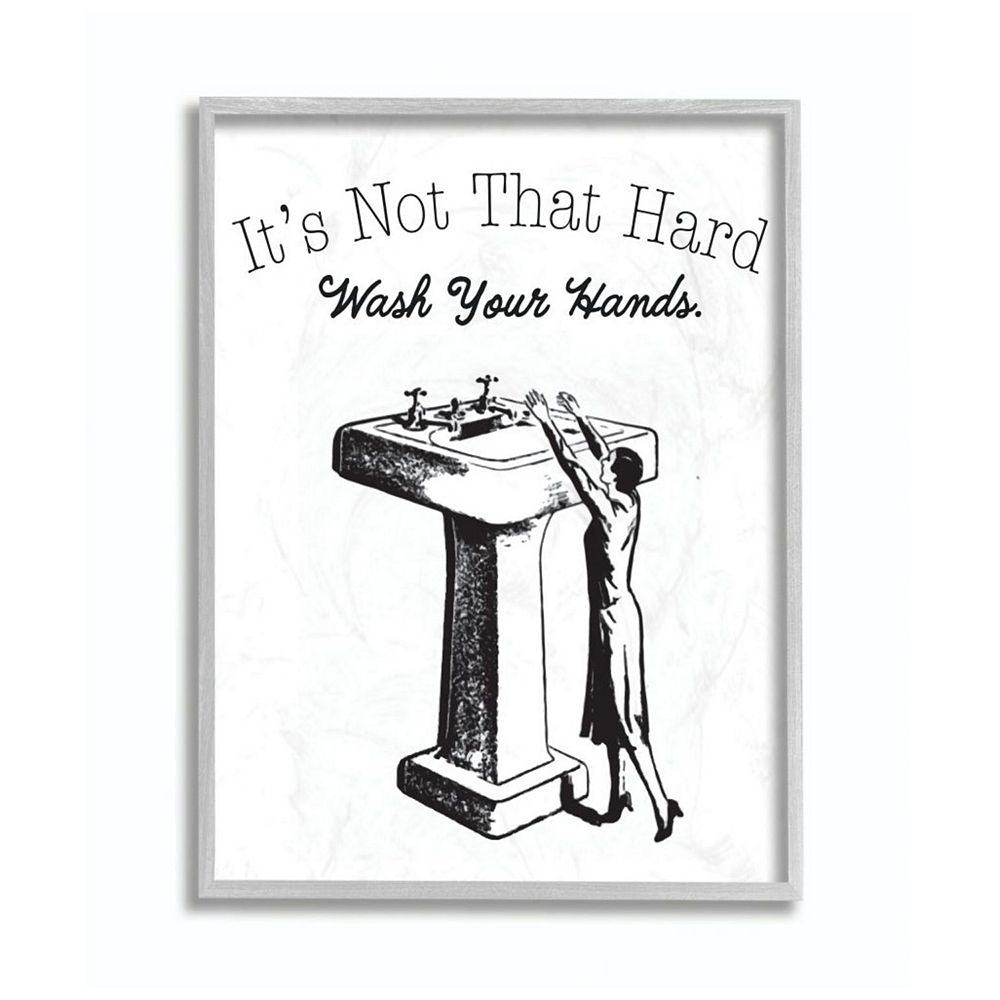 Stupell Home Decor Funny Wash Your Hands Bathroom Framed Wall Art