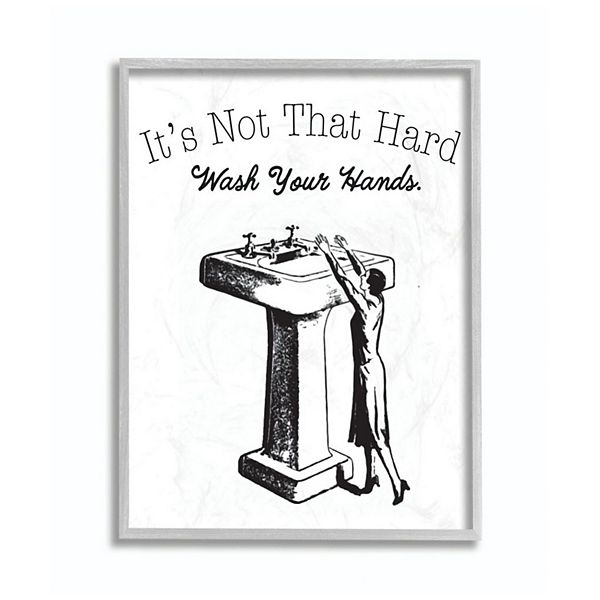 Stupell Home Decor Wash Your Hands Bathroom Framed Wall Art