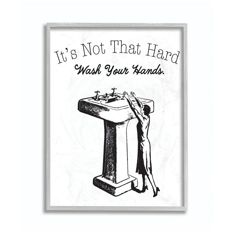 UPC 049182317629 product image for Stupell Home Decor Funny Wash Your Hands Bathroom Framed Wall Art, Gray | upcitemdb.com