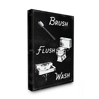 Stupell Home Decor Brush Flush Wash Bathroom Canvas Wall Art