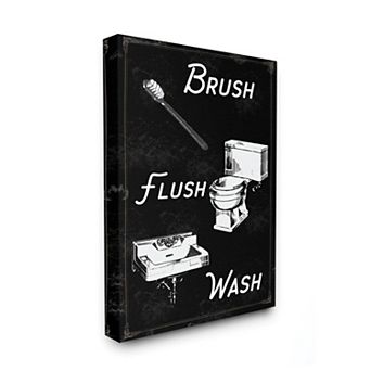 Stupell Home Decor Brush Flush Wash Bathroom Canvas Wall Art
