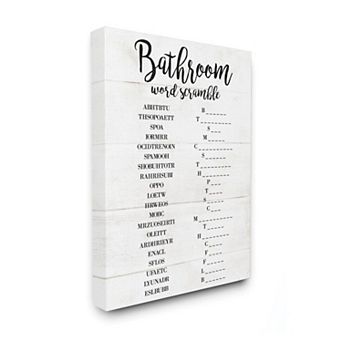 Stupell Home Decor Bathroom Scramble Canvas Wall Art
